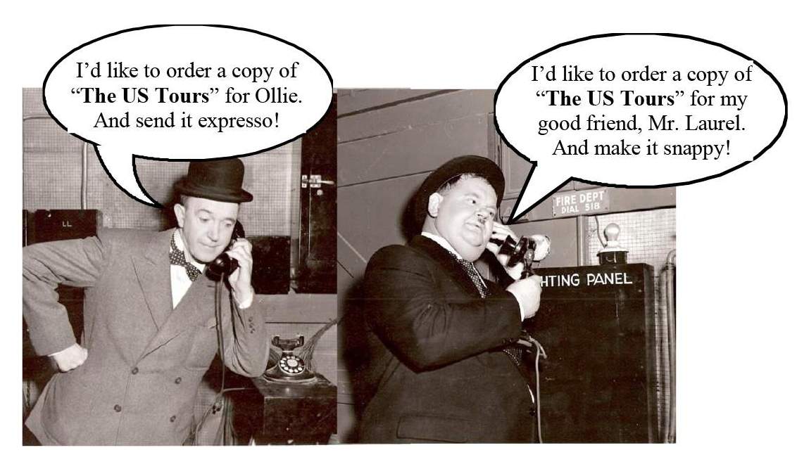 LAUREL HARDY BOOKS US Tours Buy Here phone gag by A.J Marriot.